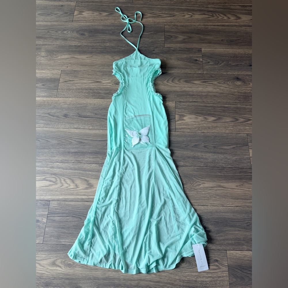 Elegant Strapless Seafoam Green Dress - Picture 4 of 8